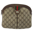 GUCCI GG Supreme Web Sherry Line Bag PVC Beige Gold 904 02 047 Auth ARZ346-2
