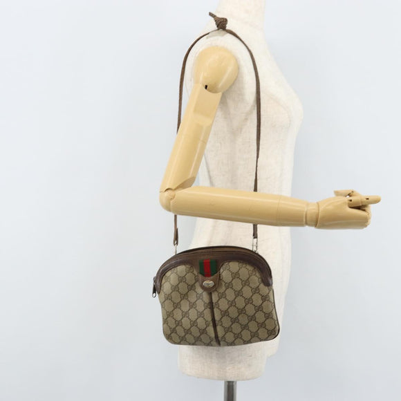 GUCCI GG Supreme Web Sherry Line Bag PVC Beige Gold 904 02 047 Auth ARZ346