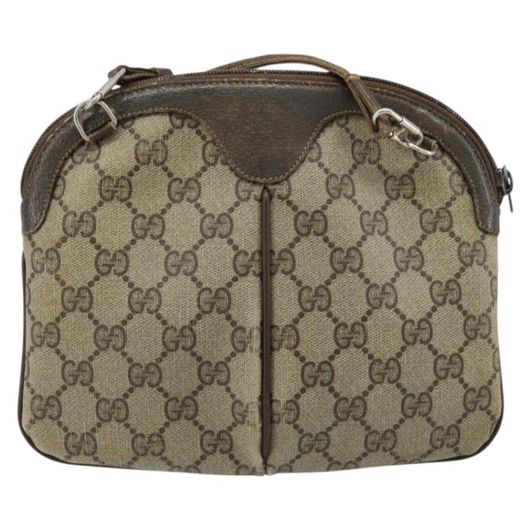 GUCCI GG Supreme Web Sherry Line Bag PVC Beige Gold 904 02 047 Auth ARZ346