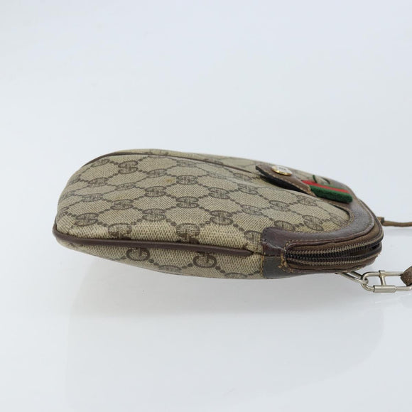 GUCCI GG Supreme Web Sherry Line Bag PVC Beige Gold 904 02 047 Auth ARZ346