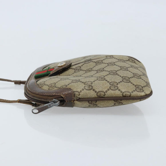 GUCCI GG Supreme Web Sherry Line Bag PVC Beige Gold 904 02 047 Auth ARZ346