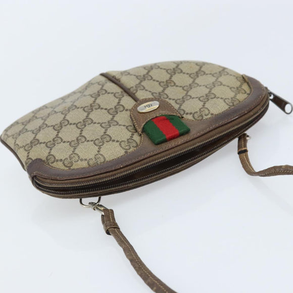 GUCCI GG Supreme Web Sherry Line Bag PVC Beige Gold 904 02 047 Auth ARZ346
