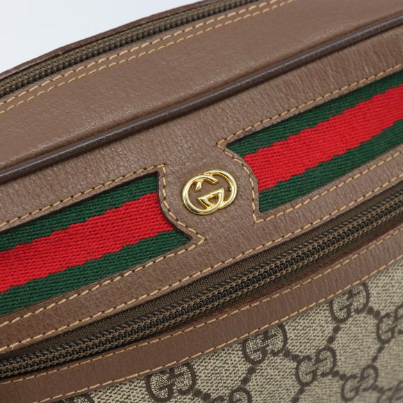 GUCCI GG Supreme Web Sherry Line Bag PVC Beige Gold 001 50 6655 Auth ARZ347