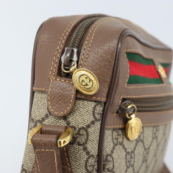 GUCCI GG Supreme Web Sherry Line Bag PVC Beige Gold 001 50 6655 Auth ARZ347