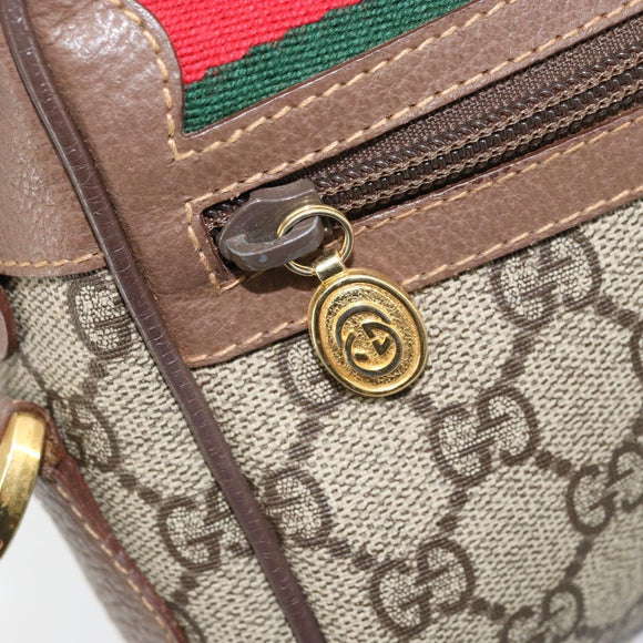 GUCCI GG Supreme Web Sherry Line Bag PVC Beige Gold 001 50 6655 Auth ARZ347