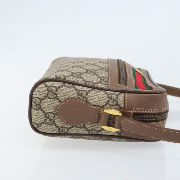GUCCI GG Supreme Web Sherry Line Bag PVC Beige Gold 001 50 6655 Auth ARZ347