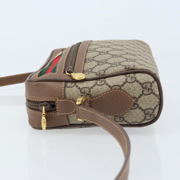 GUCCI GG Supreme Web Sherry Line Bag PVC Beige Gold 001 50 6655 Auth ARZ347