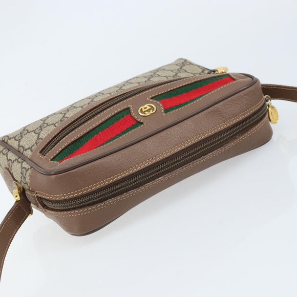GUCCI GG Supreme Web Sherry Line Bag PVC Beige Gold 001 50 6655 Auth ARZ347