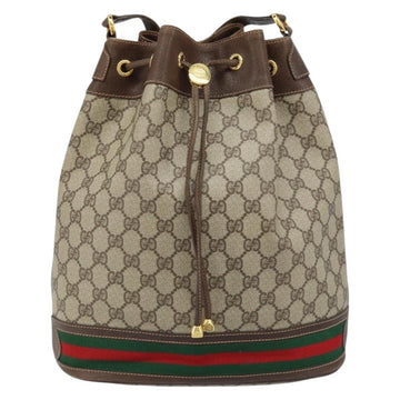 GUCCI GG Supreme Web Sherry Line Bag PVC Beige Gold 164 02 085 Auth ARZ348 - 0