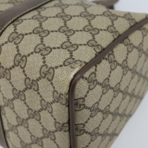 GUCCI GG Supreme Web Sherry Line Boston Bag PVC Beige Gold 58 02 007 Auth ARZ349