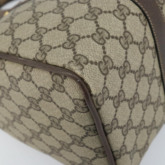 GUCCI GG Supreme Web Sherry Line Boston Bag PVC Beige Gold 58 02 007 Auth ARZ349