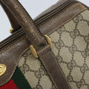 GUCCI GG Supreme Web Sherry Line Boston Bag PVC Beige Gold 58 02 007 Auth ARZ349-9