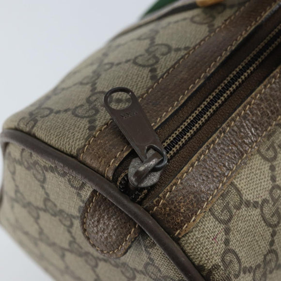 GUCCI GG Supreme Web Sherry Line Boston Bag PVC Beige Gold 58 02 007 Auth ARZ349