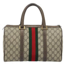 GUCCI GG Supreme Web Sherry Line Boston Bag PVC Beige Gold 58 02 007 Auth ARZ349-2