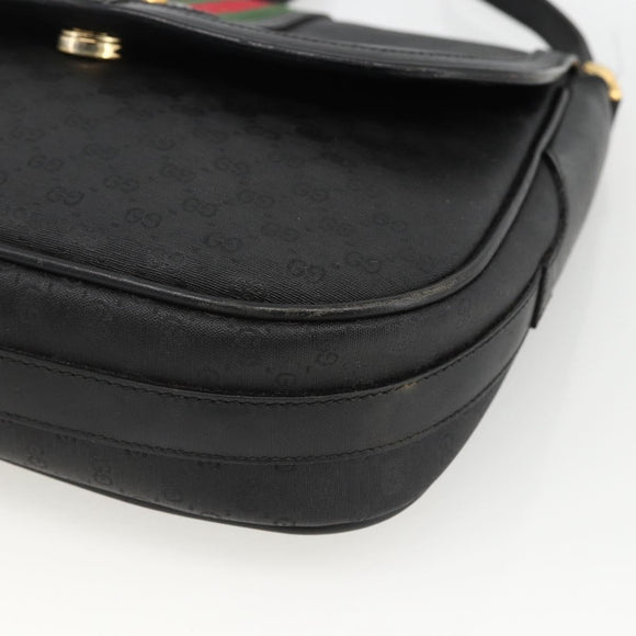 GUCCI Micro GG Supreme Web Sherry Line Bag PVC Black 001 115 0914 Auth ARZ351