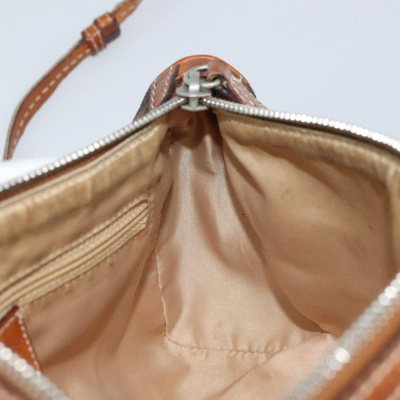 Christian Dior Trotter Canvas Romantic Chain Bag PVC Brown Silver Auth ARZ357