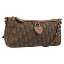 Christian Dior Trotter Canvas Romantic Chain Bag PVC Brown Silver Auth ARZ357-1