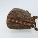Christian Dior Trotter Canvas Romantic Chain Bag PVC Brown Silver Auth ARZ357-3