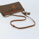 Christian Dior Trotter Canvas Romantic Chain Bag PVC Brown Silver Auth ARZ357-7