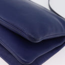 CELINE Trio Shoulder Bag Leather Blue Gold Auth ARZ364-14