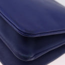CELINE Trio Shoulder Bag Leather Blue Gold Auth ARZ364-16