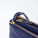 CELINE Trio Shoulder Bag Leather Blue Gold Auth ARZ364-10