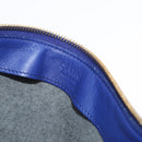 CELINE Trio Shoulder Bag Leather Blue Gold Auth ARZ364-18