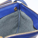 CELINE Trio Shoulder Bag Leather Blue Gold Auth ARZ364-19