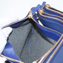 CELINE Trio Shoulder Bag Leather Blue Gold Auth ARZ364-20