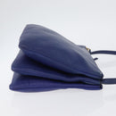 CELINE Trio Shoulder Bag Leather Blue Gold Auth ARZ364-3