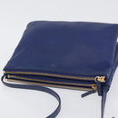 CELINE Trio Shoulder Bag Leather Blue Gold Auth ARZ364-6
