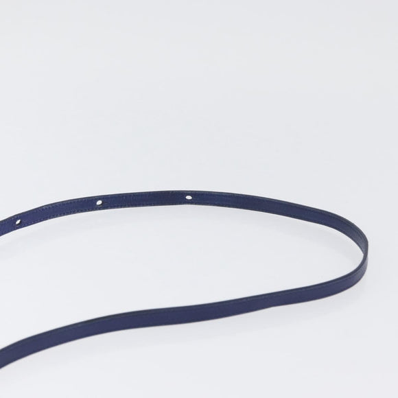 CELINE Trio Shoulder Bag Leather Blue Gold Auth ARZ364