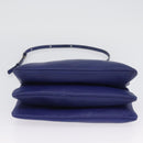 CELINE Trio Shoulder Bag Leather Blue Gold Auth ARZ364-5