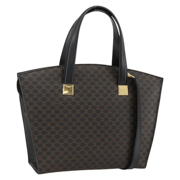 CELINE Macadam Canvas Hand Bag PVC Leather 2way Black Gold Auth ARZ365