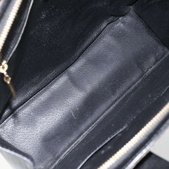 CELINE Macadam Canvas Hand Bag PVC Leather 2way Black Gold Auth ARZ365