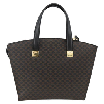 CELINE Macadam Canvas Hand Bag PVC Leather 2way Black Gold Auth ARZ365 - 0