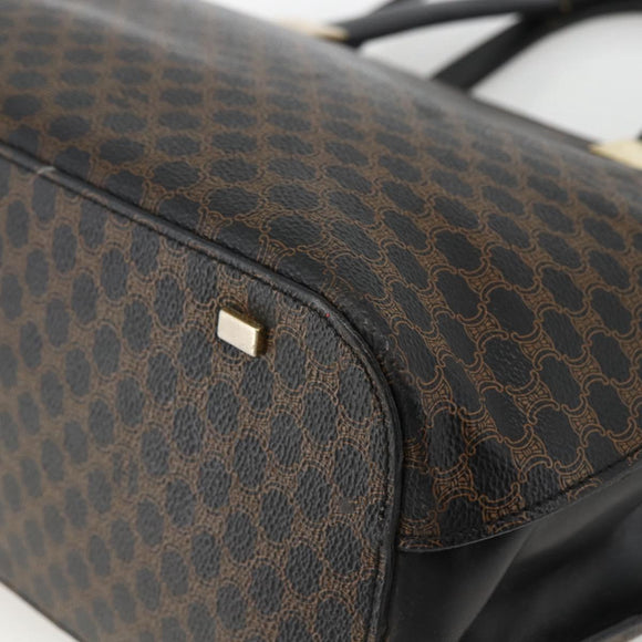 CELINE Macadam Canvas Hand Bag PVC Leather 2way Black Gold Auth ARZ366