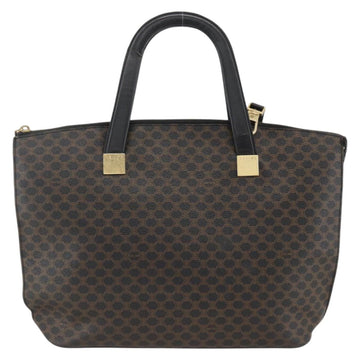 CELINE Macadam Canvas Hand Bag PVC Leather 2way Black Gold Auth ARZ366 - 0