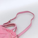 PRADA Ribbon Hand Bag Nylon 2way Pink Silver Auth ARZ368-14