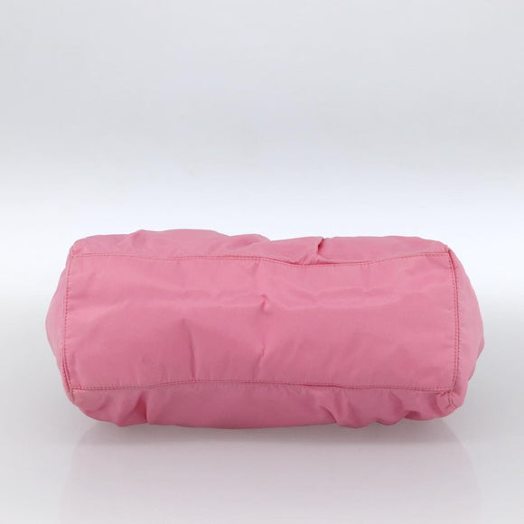 PRADA Ribbon Hand Bag Nylon 2way Pink Silver Auth ARZ368