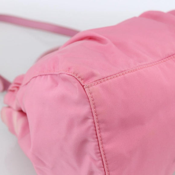 PRADA Ribbon Hand Bag Nylon 2way Pink Silver Auth ARZ368