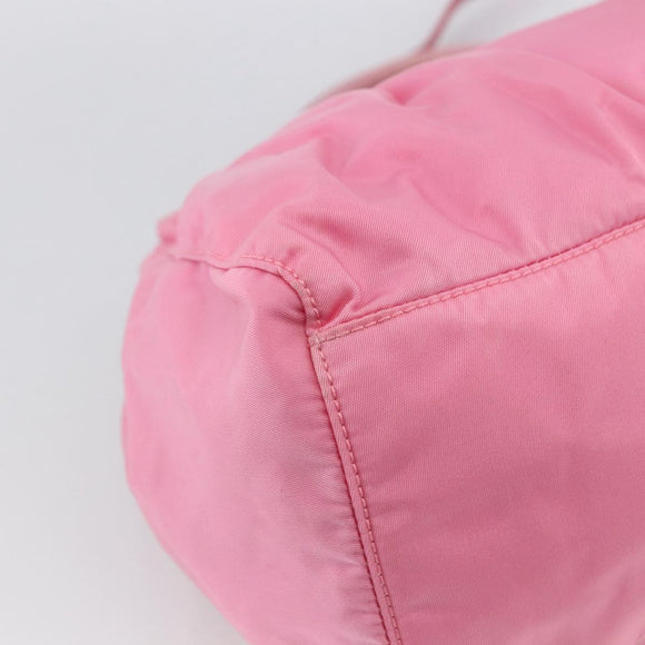 PRADA Ribbon Hand Bag Nylon 2way Pink Silver Auth ARZ368