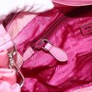 PRADA Ribbon Hand Bag Nylon 2way Pink Silver Auth ARZ368-23