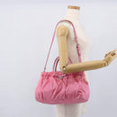 PRADA Ribbon Hand Bag Nylon 2way Pink Silver Auth ARZ368-25