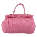 PRADA Ribbon Hand Bag Nylon 2way Pink Silver Auth ARZ368-2
