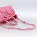 PRADA Ribbon Hand Bag Nylon 2way Pink Silver Auth ARZ368-9
