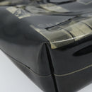 CHANEL Chain Tote Bag Vinyl Black CC Auth ARZ371-16