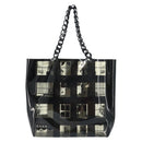 CHANEL Chain Tote Bag Vinyl Black CC Auth ARZ371-13