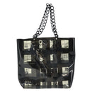 CHANEL Chain Tote Bag Vinyl Black CC Auth ARZ371-2