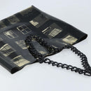 CHANEL Chain Tote Bag Vinyl Black CC Auth ARZ371-6